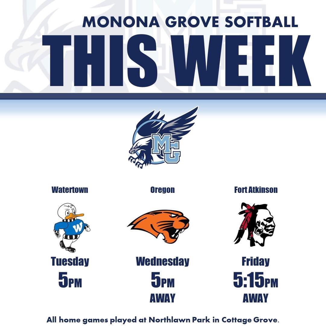 MGHS_Softball's tweet photo. After winning their past 3 games, the Silver Eagles face 3 big conference games this week.

5/2 Home vs Watertown
5/3 Away @ Oregon
5/5 Away @ Fort Atkinson

#mgsoftball #ubuntu https://t.co/cabWo2afya