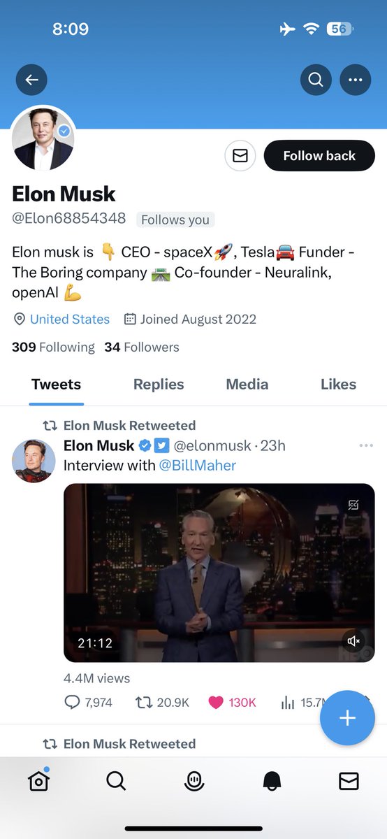 Oh wow! Thanks for following me! You know, you should really talk to someone about getting you a shorter twitter handle. Maybe try <a href="/elonmusk/">Elon Musk</a> instead?
