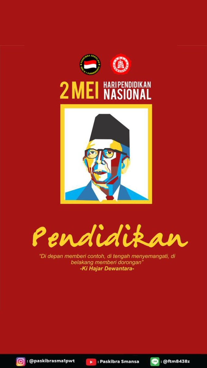 Salam Paskibra!! 🇮🇩🇮🇩
Tujuan pendidikan itu untuk mempertajam kecerdasan, memperkukuh kemauan, serta memperhalus perasaan, Mendidik dengan hati, membangun negeri, tak tergantikan oleh teknologi.

Selamat Hari Pendidikan Nasional 2023