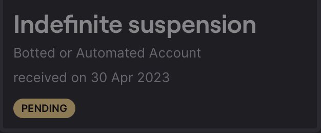 absolute_hokage's tweet photo. Hey @TwitchSupport thx for giving me a indefinite suspension 👍🏻 Have no clue what’s happened?? All the hard work over the few years and you just click a button 🤷🏼‍♂️ I’ve appealed. No way the reason is this!? 😂 Never done this , never would. Hope I get it back… https://t.co/MUK5c4V3x8