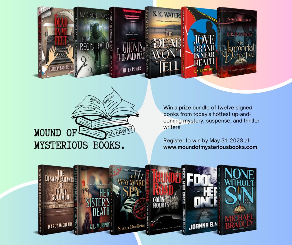 May is Mystery Month! Here's your chance to win a mound of mystery books, including mine, "Dead on My Feet," all signed by the authors. Good luck!
moundofmysteriousbooks.com