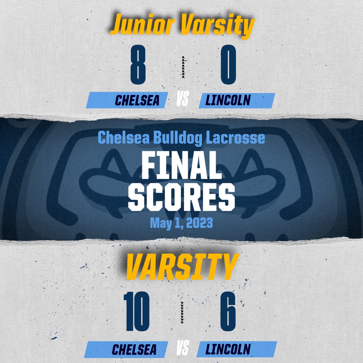 ChelseaLAXDogs's tweet photo. The Bulldogs pulled off 2 great wins tonight. Good job dogs!! https://t.co/EUdptSSWNM