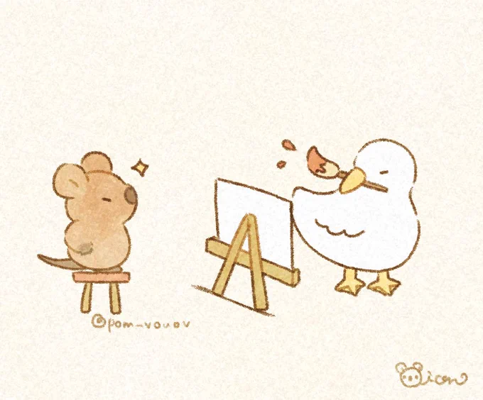 モデルなくおっか⸜⸝ Quokka and duck painting time #くおっからいふ