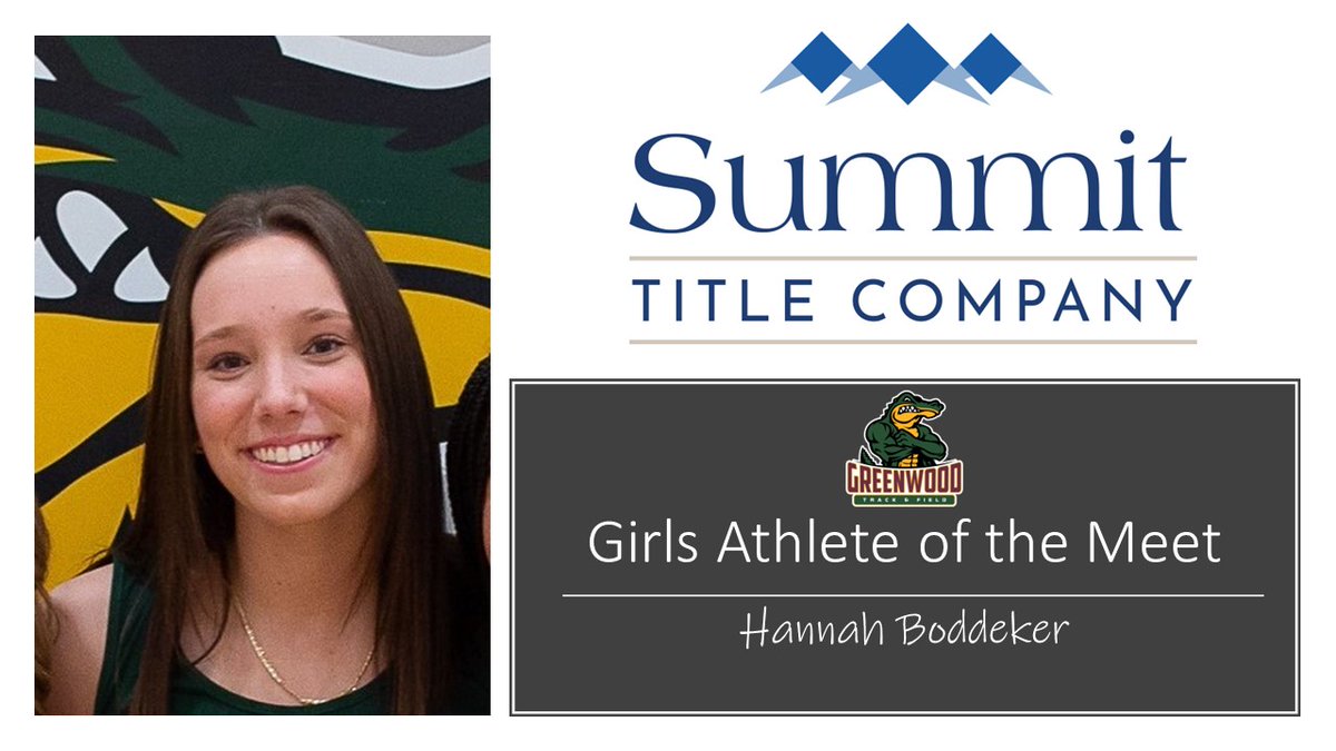 Our Summit Title Company SKY Conference Girls Athlete of the Meet is <a href="/hannah_boddeker/">hannah boddeker</a>! Hannah scored 19.5 points to lead our girls team in scoring picking up🥇in the Long Jump, tied for🥉in the High Jump and 5th in the Triple Jump.🐊