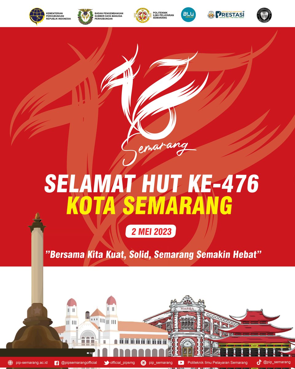 Dirgahayu ke-476 Kota Semarang
Semoga menjadi kota yang nyaman untuk menimba ilmu dan menjadi panutan bagi kota-kota lain di Indonesia.

“Bersama Kita Kuat, Solid, Semarang Semakin Hebat" 🥳
<a href="/MbakIta_SMG/">MbakIta_SMG</a>
<a href="/PemkotSmg/">Semarang Pemkot</a>
#pipsemarang #hutsemarang476 #semarangpemkot