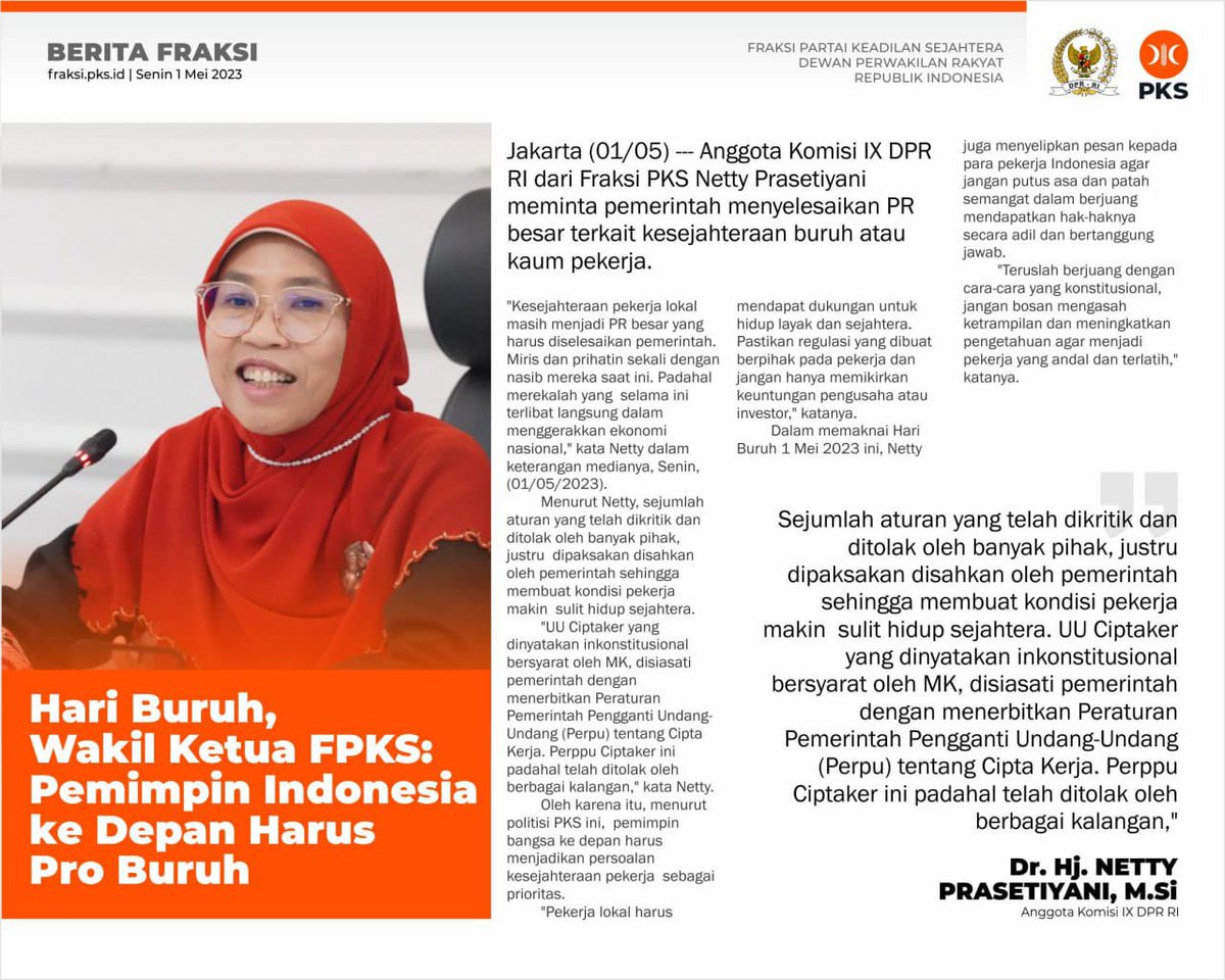 netty_heryawan's tweet photo. Memaknai Hari Buruh

Pemimpin Indonesia ke Depan harus Pro Buruh

Selengkapnya di https://t.co/0Kf617i4Hp https://t.co/KCifLwtx3Y