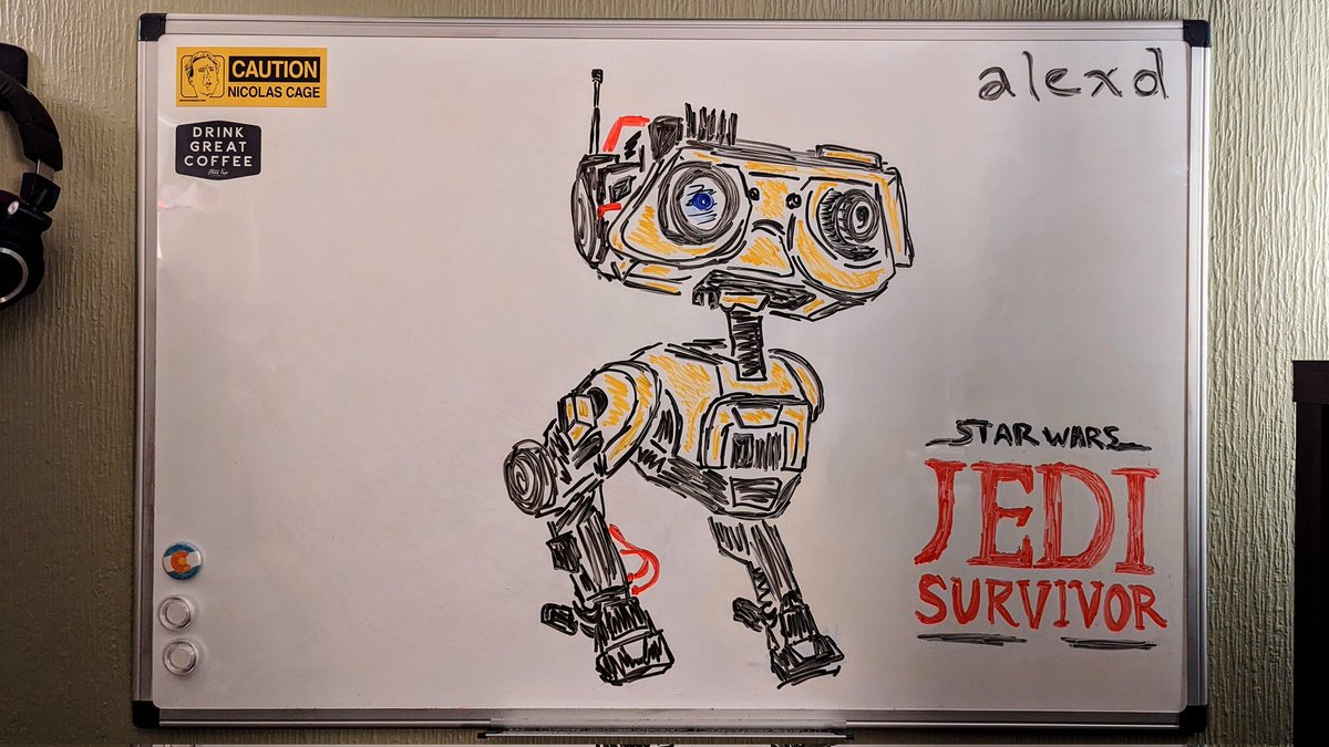 #CurrentlyGamingCubicleArt #StarWarsJediSurvivor #BD1
