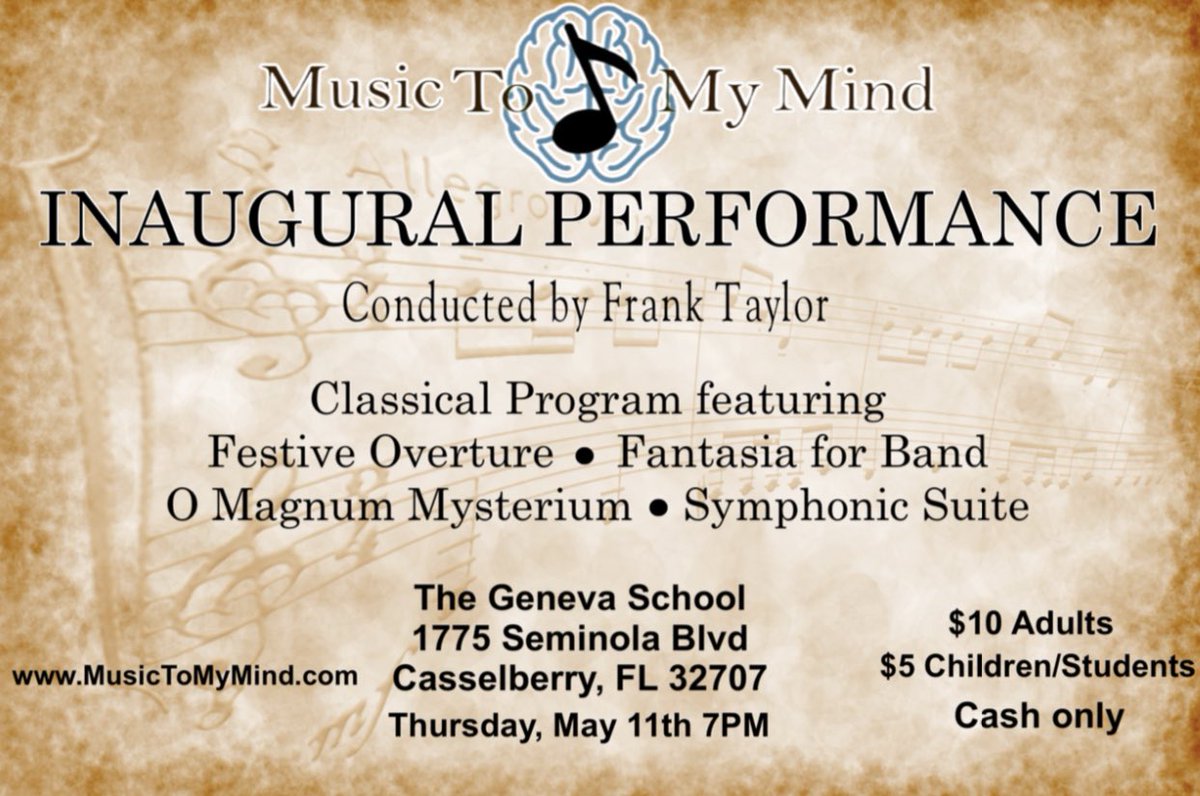 musictomymind17's tweet photo. Come to the inaugural performance of The Music To My Mind Wind Ensemble https://t.co/PQnCzJbglf