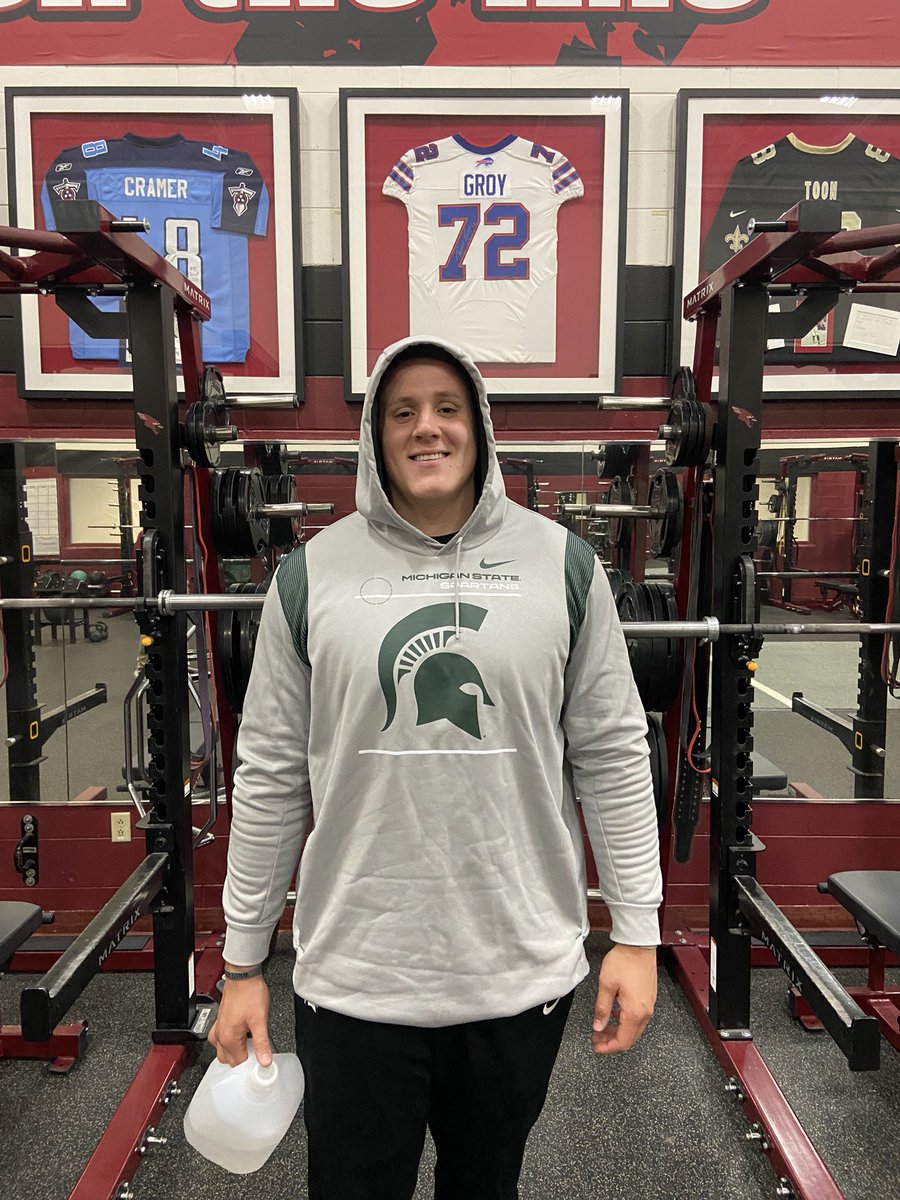 Great to have Jarrett Horst stop in our weight room today. Good luck at the Miami Dolphin’s training camp. Super proud of what you have accomplished so far and keep grinding. Hopefully you will be next on our NFL wall. 🪓 @bmocj77