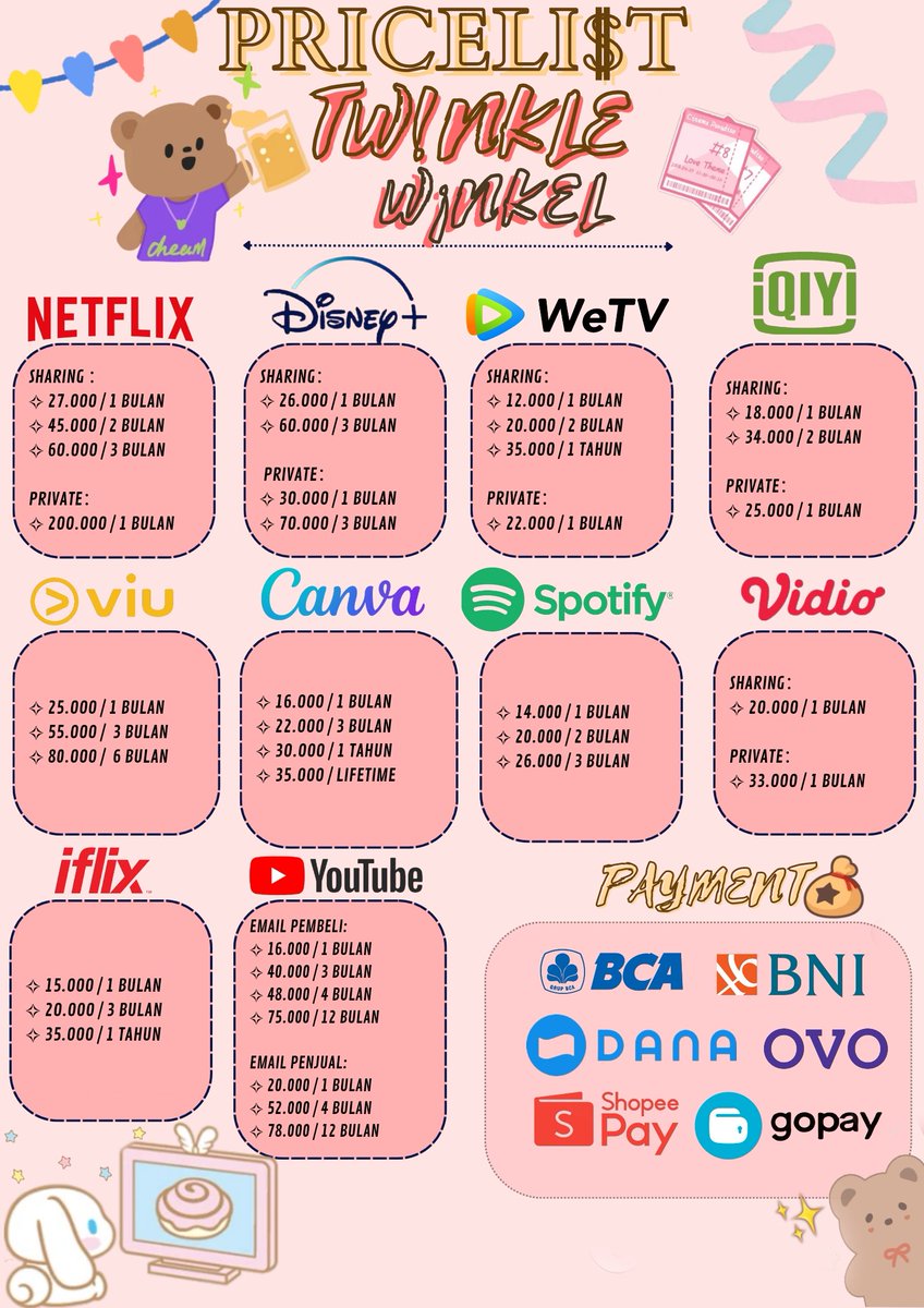 Yukkk yang mau nyantai sambil nonton di Netflix,disney+ dll bisa order disinii‼️
• Full garansi ✔️
• Legal ✔️
• Kualitas HD ✔️
• Trusted ✔️
• Fast Respon ✔️
Bisa bayar lewat BCA, BNI, Dana, Ovo, Shopeepay, Gopay  #Netflix #disneyhostar #zonauang #zonajajan #zonacuan #zonaba