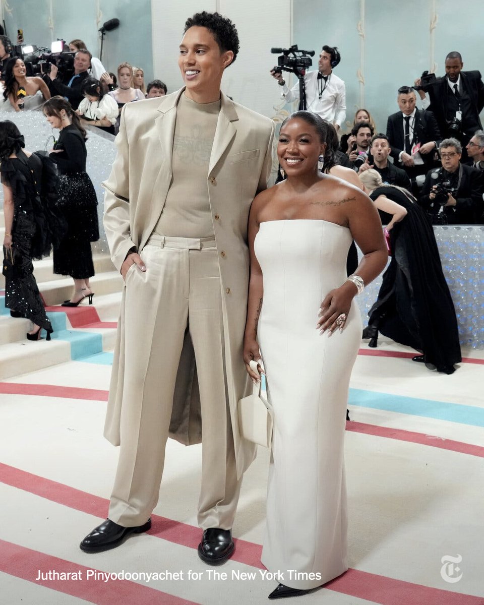 nytimes's tweet photo. Brittney Griner, the WNBA star who was detained in Russia for nearly 10 months last year, made her Met Gala debut. https://t.co/HJsRBopSAK https://t.co/fyIVzyFBbq
