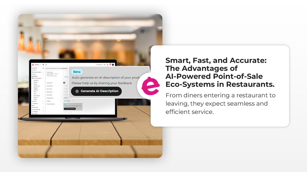 myeatos's tweet image. Speed up service, reduce errors and enhance guest experience with AI-powered point-of-sale eco-systems. 

#AI #PointofSale #eatOSblog #eatOS #restauranttech #eatOSPOSInc #restaurantsmadesimple #myeatOS