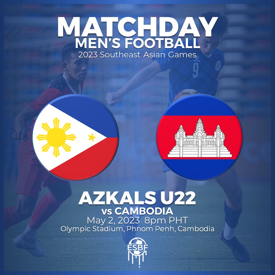 ESBFPH's tweet photo. Tonight, we face the hosts Cambodia. A crucial match for @TheAzkalsPH U-22 as they try to stay alive for the medal rounds!
#LabanAzkals #SEAG32 #EatSleepBreatheFootball https://t.co/z9lPyAjUTg