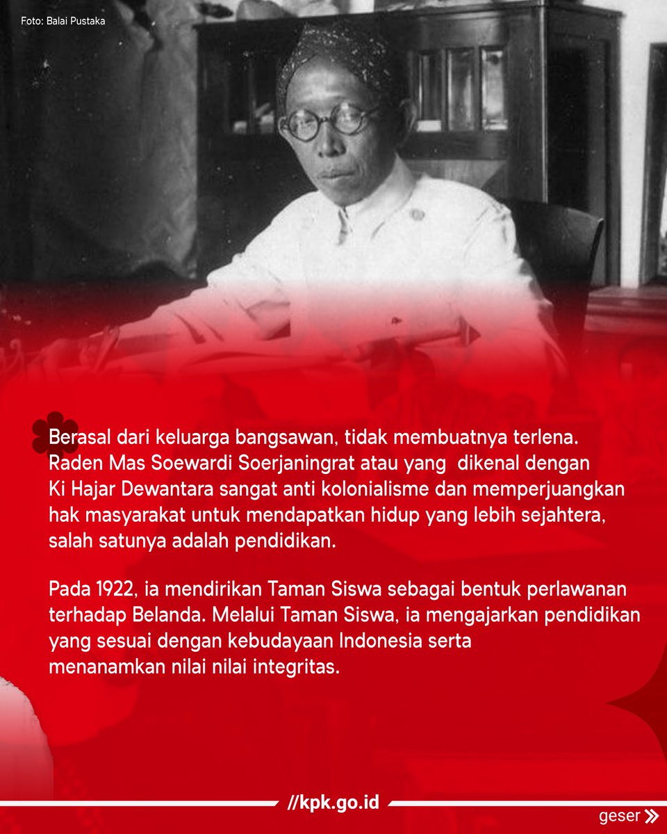 KPK_RI's tweet photo. Selamat Hari Pendidikan Nasional! 
Mari tanamkan nilai kejujuran &amp; pendidikan antikorupsi di semua lini. (2/2)

#Hardiknas2023 https://t.co/0UClD56gYx