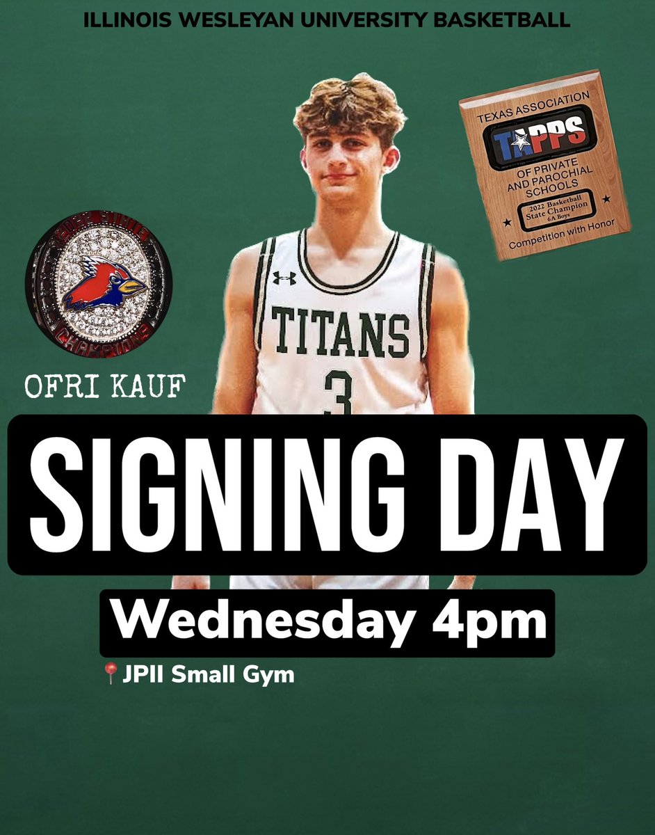 Excited to be Signing to <a href="/IWUBasketball/">Illinois Wesleyan Basketball</a> on Wednesday 4:00pm in the JPII Gymnasium!!