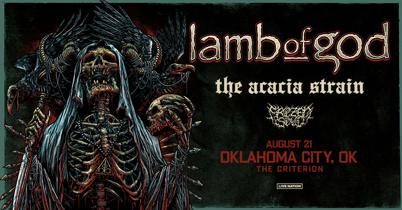 💀JUST ANNOUNCED💀 Metal icons @lambofgod will be live in OKC August 21 with special guests @theacaciastrain and Frozen Soul! Tickets on sale Friday at 10 am. bit.ly/3NqU7vd