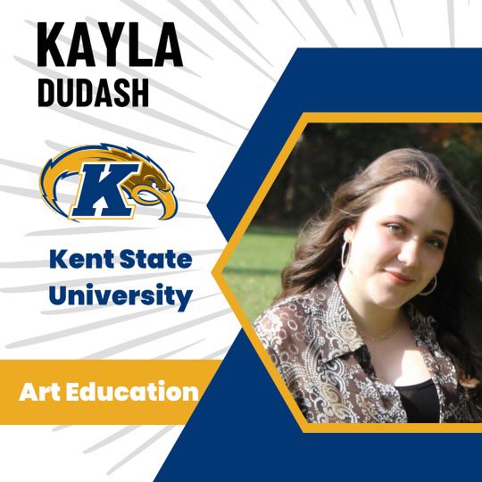 KHS_classof2023's tweet photo. Congratulations to Kayla Dudash! Kayla will be attending Kent State University to study art education. Good luck and go Golden Flashes! https://t.co/lMw1yNSZoV
