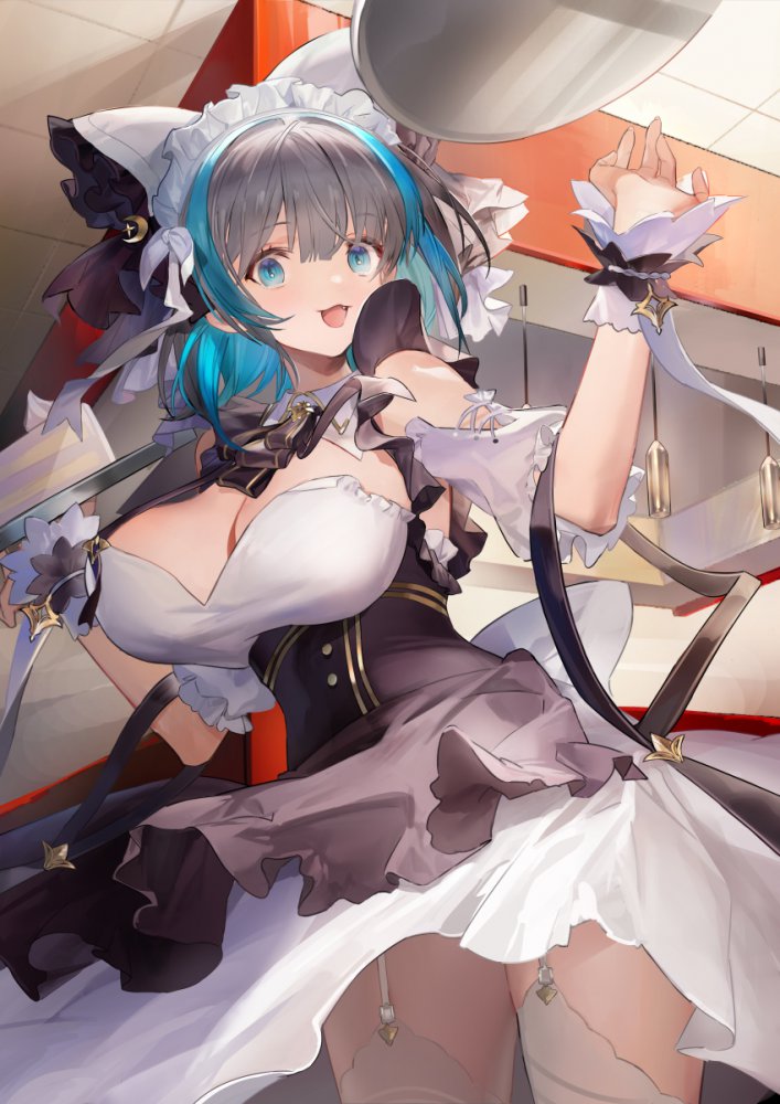 チェシャー(アズールレーン) 「皆さんおはようございます。  今日は短く儚いシフト休み。今午前11時20分ですが」|まるすのイラスト