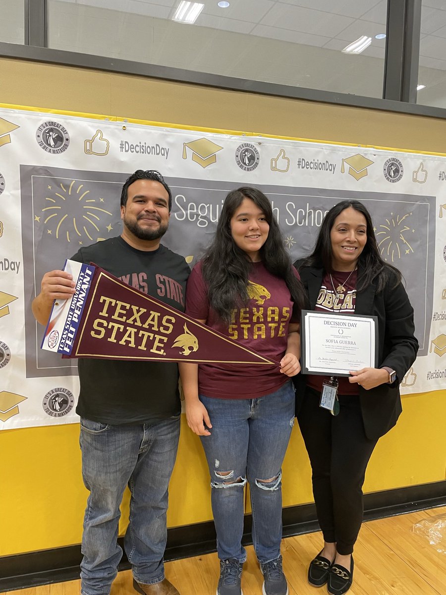 Decision Day at SHS was filled with excitement and optimistic energy. Words cannot express how proud I am of Sofia. It reminds me that she is the Granddaughter of immigrant and migrant workers, their sacrifice and perseverance paved the way for her story to begin. <a href="/SeguinISD/">Seguin ISD</a>