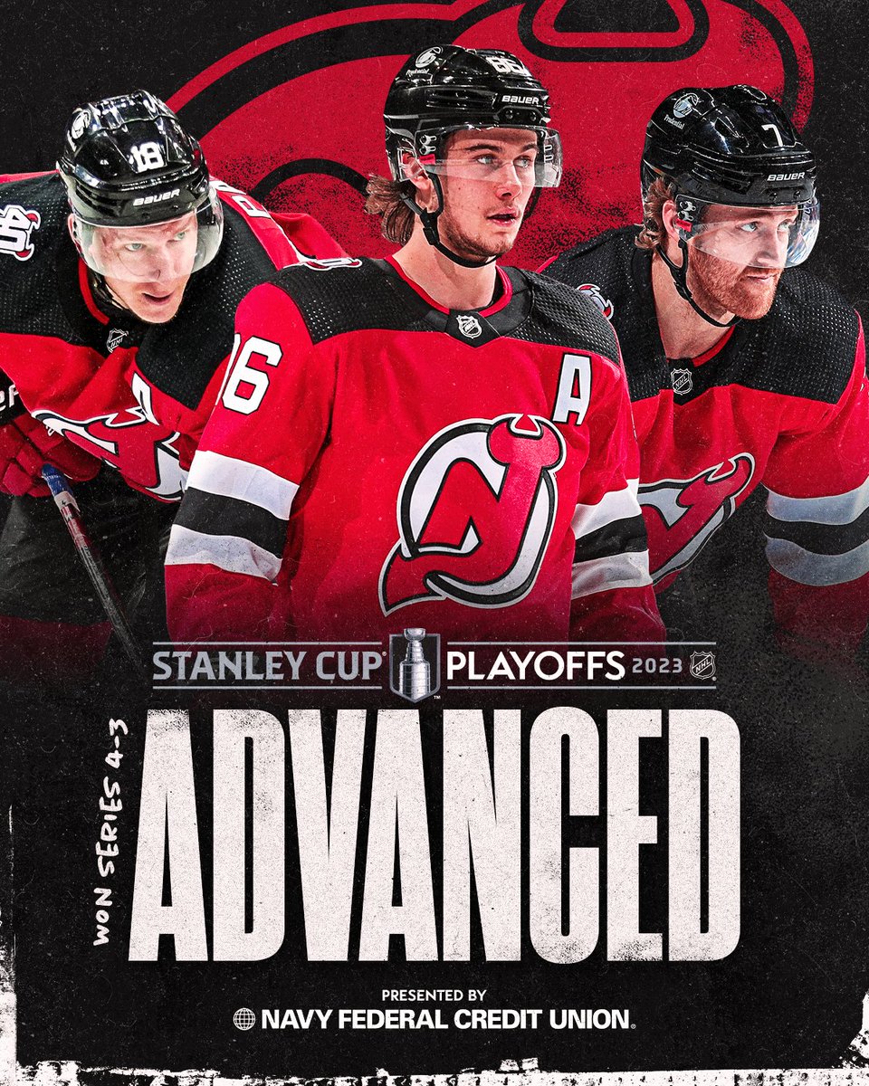 MOVING ON 🔴⚫

The <a href="/NJDevils/">New Jersey Devils</a> win #Game7 and are headed to the Second Round! 😈

#StanleyCup Series Win presented by <a href="/NavyFederal/">Navy Federal Credit Union</a>