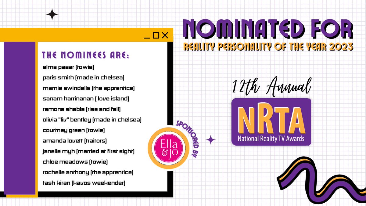 The moment we've all been waiting for... Here are the nominees for Reality Personality of the Year 2023 sponsored by <a href="/ellaandjo/">Ella & Jo Cosmetics</a> 🎉👏🔥 

The #NationalRealityTVAwards comes back this year in July for what will be an exciting 12th Edition🔥🔥 

Cast your vote now at LINK IN BIO
