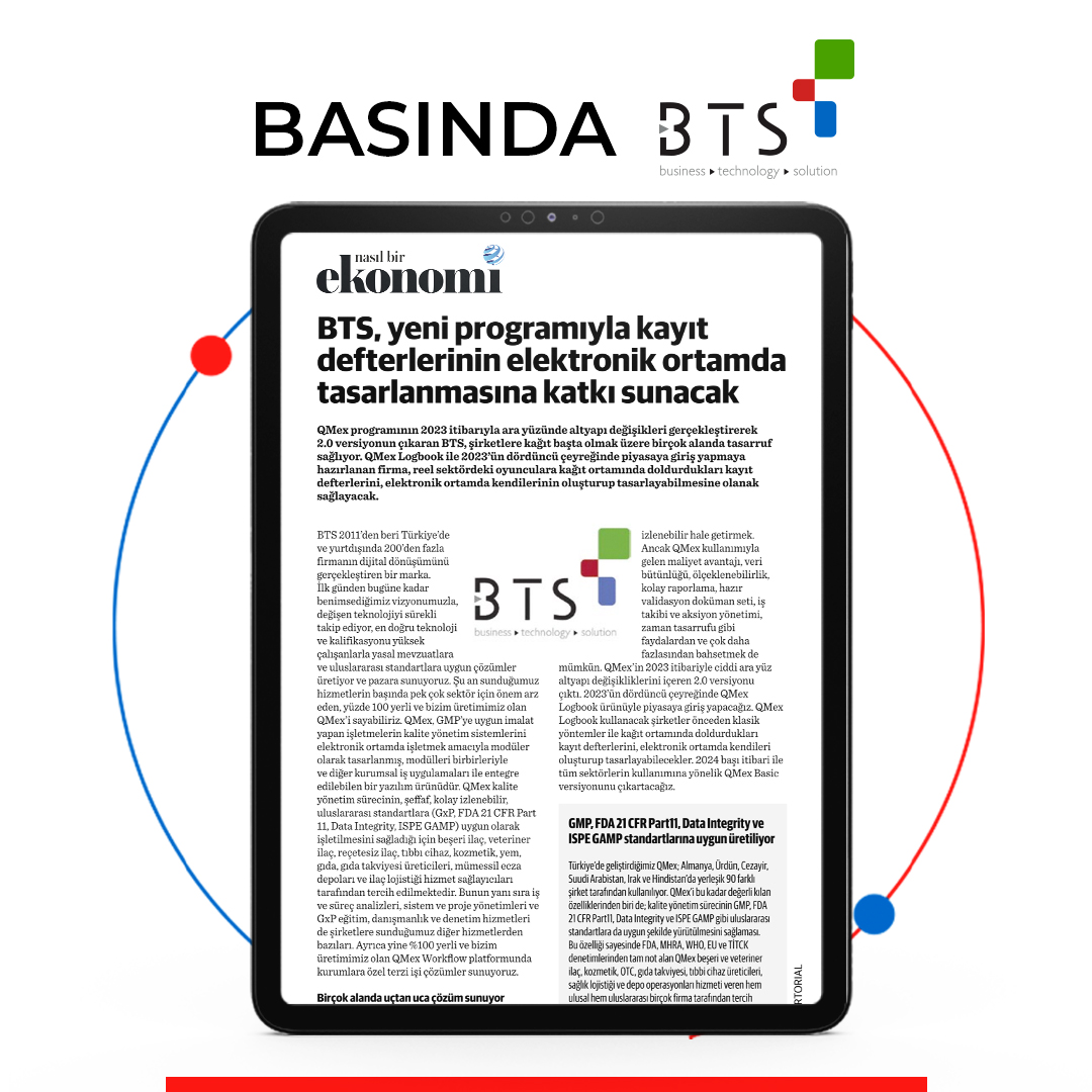 bts_tr's tweet photo. Nasıl Bir Ekonomi’de yer aldık.
@nbekonomi
#BTS #QMex #QMexWorkflow #QMexSaaS #GMP #dataintegrity #GAMP5 #21CFR11 #BusinessTechnologySolution #NasılBirEkonomi #EkonomiGazetesi https://t.co/qKvNYRNCvq