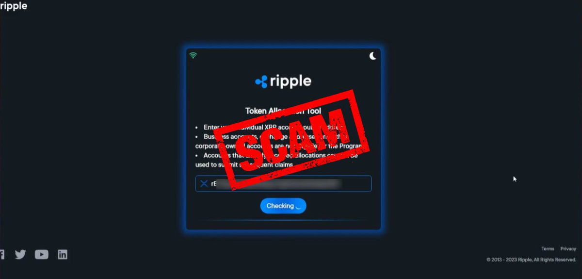 Ledger_Support's tweet photo. 🚨 Attention #XRP holders!

Fraudulent Token Allocation Program scams are targeting the #XRPArmy community, aiming to steal your $XRP funds.

❌Avoid Token Allocation claims; they're scams that can give unauthorized individuals control over your XRP account
❌NEVER share your 24-word recovery phrase with anyone, including Ledger employees
❌NEVER enter it into any app or website
❌Anyone who asks for your phrase is a scammer

Stay alert and protect your assets!💪