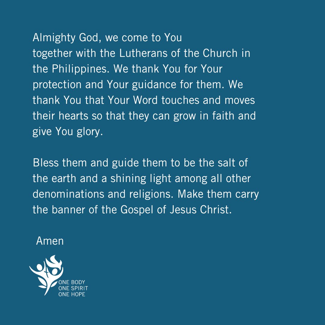 We thank <a href="/luteranie/">Luteranie</a> (ECACP) and join in prayer for the Philippines. ECACP is hosting the 2023 LWF General Assembly in Kraków, Poland and prays for a LWF member churches each week. #LWFAssembly #Philippines #prayingtogether