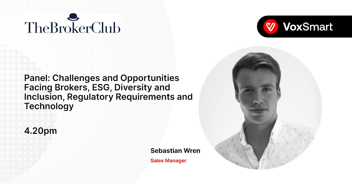 Sales Manager, Sebastian Wren, will join in panel discussion this Thursay May 4th at the Broker Club Conference 2023! Challenges and Opportunities Facing Brokers, ESG, Diversity and Inclusion, Regulatory Requirements and Technology kicks off at 4.20pm and is one not to be missed!