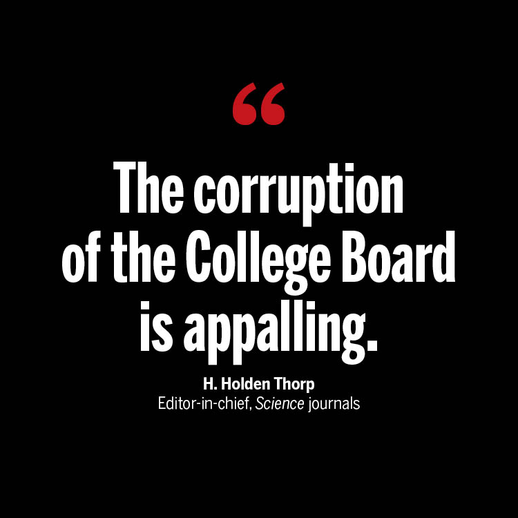 ScienceMagazine's tweet photo. “With the integrity of the College Board now in question, academia must decide whether it can be trusted,” writes @hholdenthorp in a new #ScienceEditorial. https://t.co/6mbspBOyom https://t.co/dw2wmhAfmJ