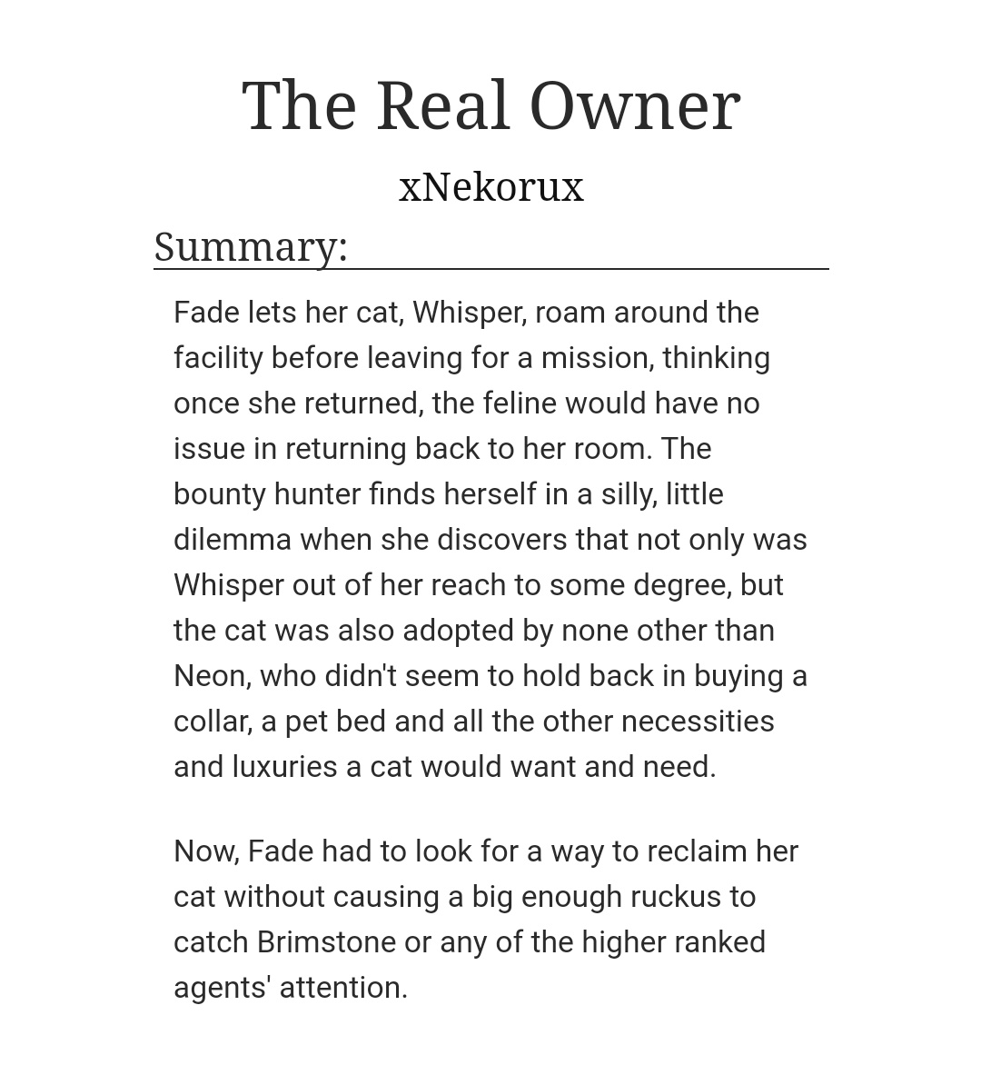 nekorux's tweet photo. Yes, I'm aware it's not #FadeshockWeek anymore, but I am still posting this one, which is my piece for the Jealousy prompt ~o~
It's about a cat that Neon “steals” and eventually returns to Fade 🐈⬛😸
#Fadeshock
AO3: https://t.co/cvBMjKMfMr
Wattpad: https://t.co/mNO0wb4Pnu https://t.co/vrRtxVOsn1