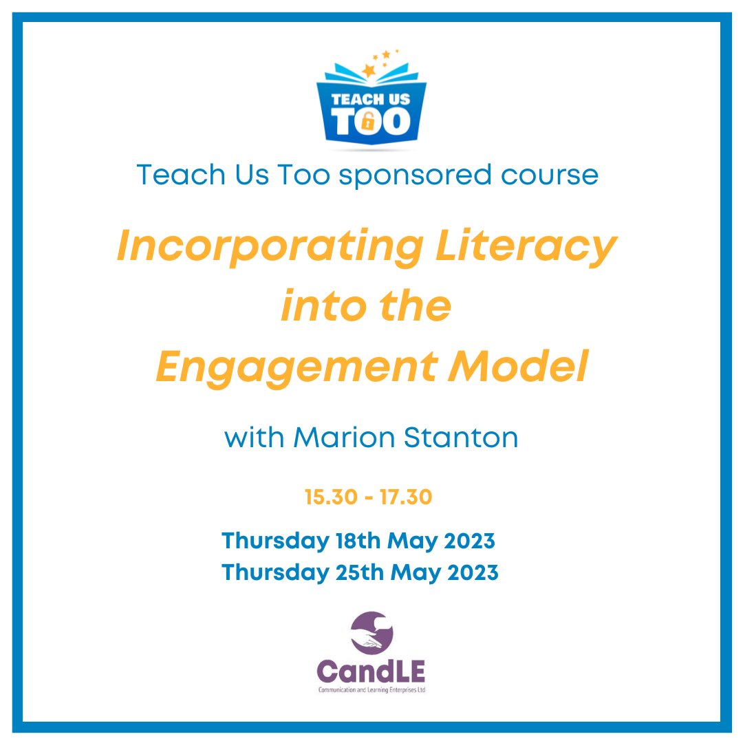 TeachUsToo's tweet image. There is still time to sign up for our next sponsored course with Marion Stanton of @CandleAAC.  Click to find out more and sign up for a free place: teachustoo.org.uk/tut-sponsored-… #TeachUsToo #LiteracyForAll #RaiseExpectations #SetNoLimits