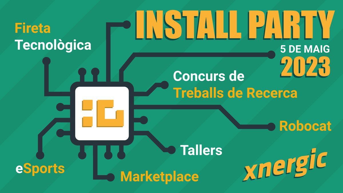 Ja ha arribat el dia!
Avui celebrem la Install Party! Esperem que aprengueu moltes coses noves i ho passeu d'alló més bé amb aquest esdeveniment.
Recorda que els horaris els trobareu a la web de Xnergic.

xnergic.org/install-party-…