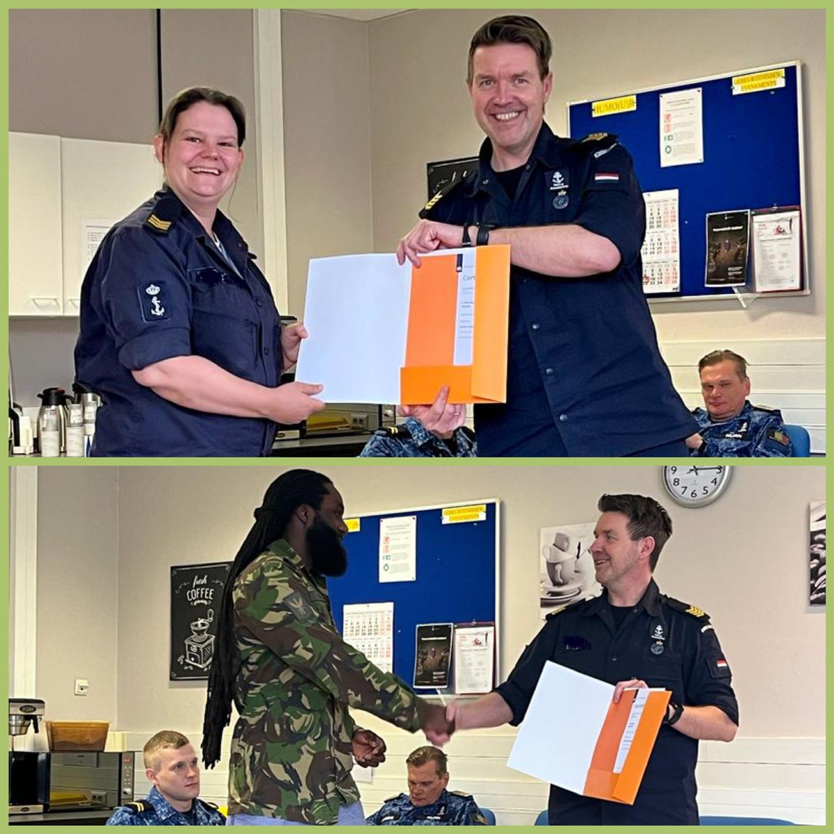 CCSPCATERING's tweet photo. Instructeur wordt je niet zomaar. Door tijdens de plaatsing diverse opleidingen te volgen, werk je jezelf naar een bepaald niveau. SGT SPEC Joey en SGTLDV Angelique hebben hun certificaat praktijkopleider in ontvangst mogen nemen.
 
#LDV #opleidingen #lerenaltijdenoveral https://t.co/Bc0duePHxq