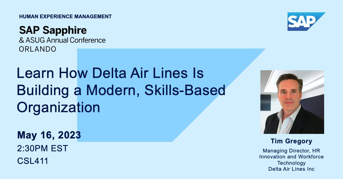 MargitBauer9's tweet photo. Delta Air Lines is on a mission to build a people-centric, skills-based organization using innovative technologies. Learn about how they're leveraging SAP SuccessFactors solutions to create personalized talent experiences for employees: https://t.co/jtKp12lFoi https://t.co/y6rwL0pGKn