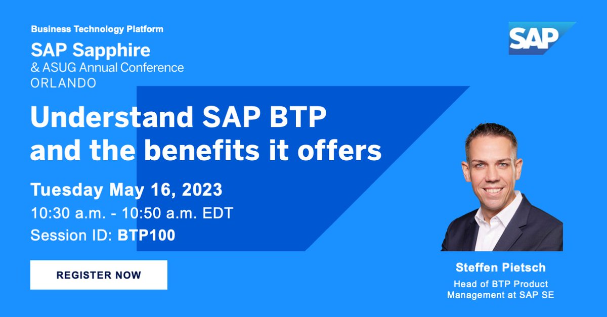 Register now 👉imsap.co/6017OXjiT and join Steffen in this session to learn how bringing together application development, automation, data and analytics, integration, and AI capabilities into one, unified environment.

#SAPSapphire #SAPBTP