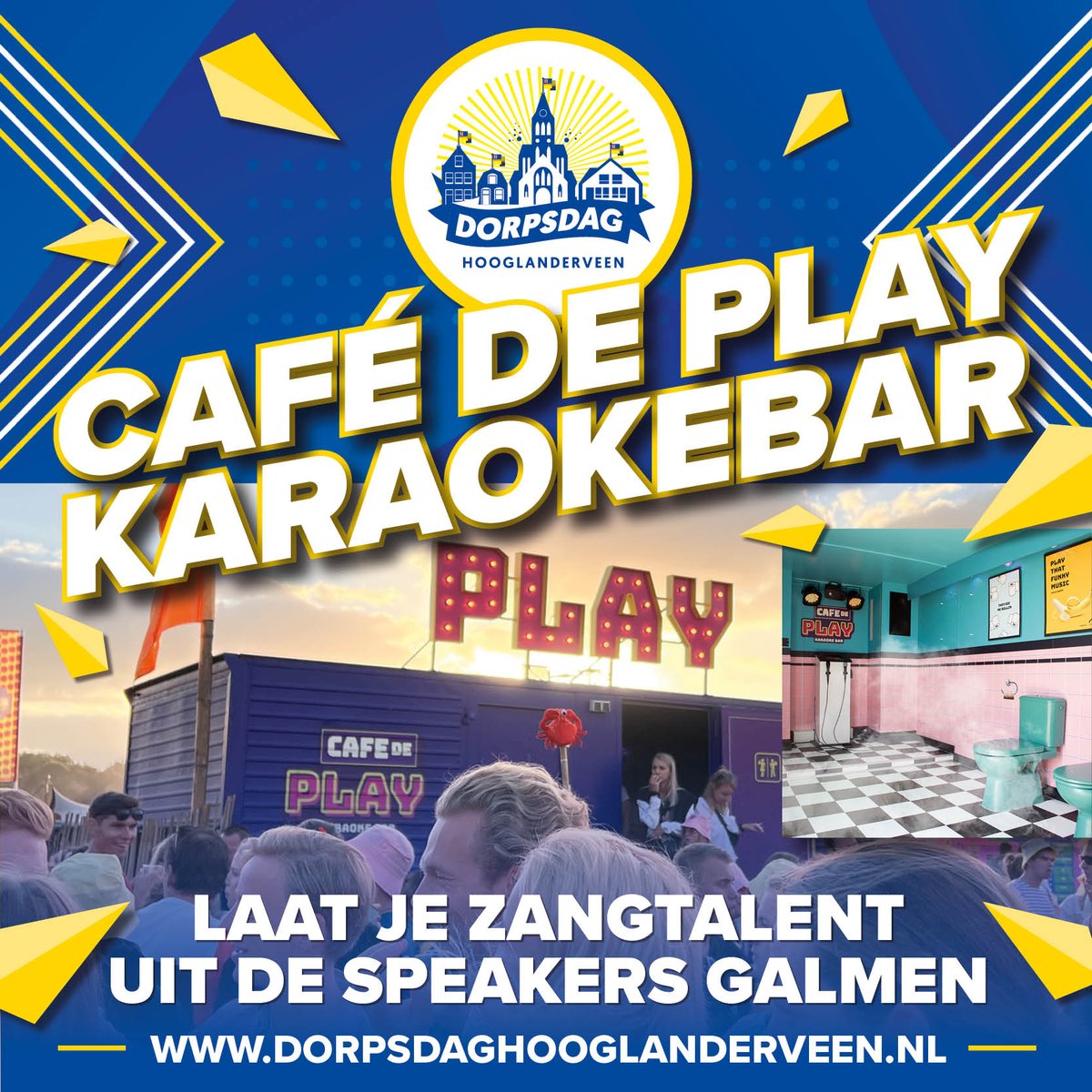 🎤 Nieuw op de Dorpsdag: karaokebar Café de Play! Laat je stem galmen door de speakers en rock de tent met jouw zangkunsten in deze unieke setting met akoestiek die jouw stem laat klinken als een ware popster. 🎶🎉 24 Juni op het Disselplein in Hooglanderveen! #karaoke #vrienden