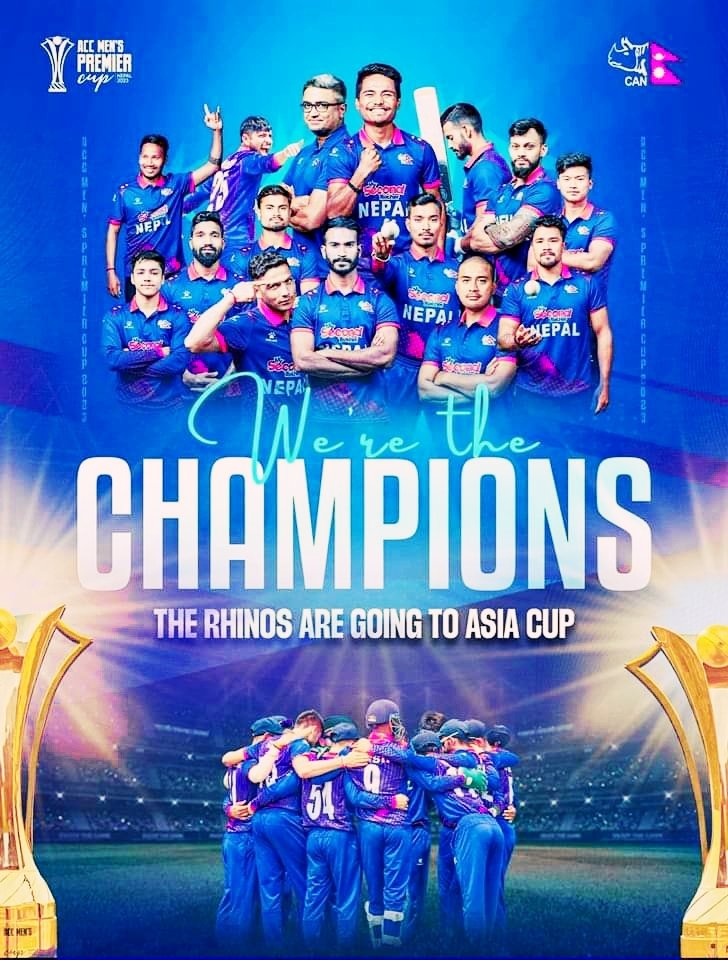 Alam6344's tweet photo. Heartiest congratulations and best wishes to the Nepalese cricket team for qualifying for the ACC Championship and Asia Cup
We are the CHAMPIONS of the #ACCPremierCup #NEPvsUAE #RoadToAsiaCup #weCAN #NepaliCricketTeam #NepalCricket #Alhamdulillah
@Alam6344
@thealamraaj https://t.co/YRXHNJk26G