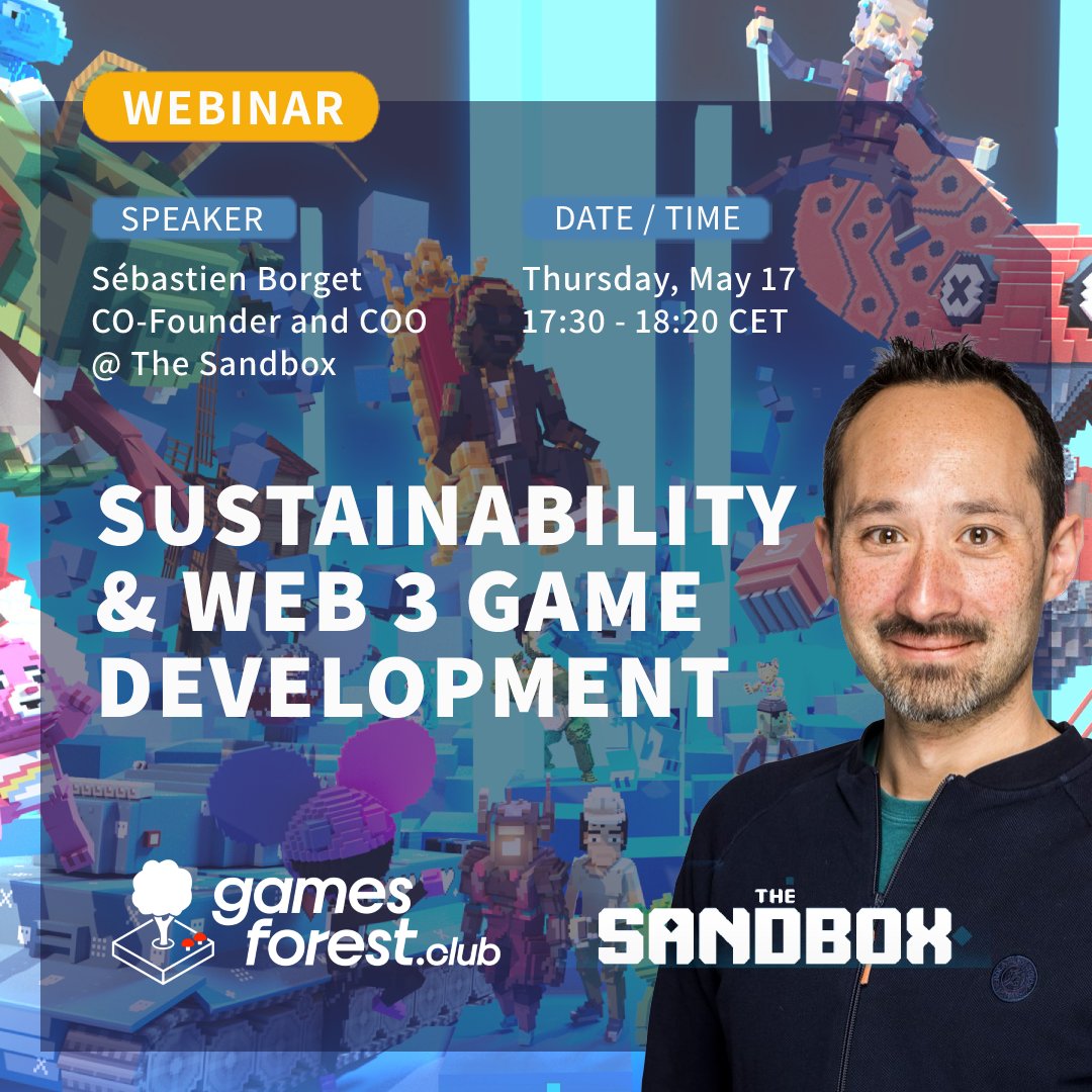 💡 What can be done in Web3 to make gameplay more sustainable? 

 👉   Join our next Webinar on May 17th, 17:30 - 18:15 CET to learn what <a href="/TheSandboxGame/">The Sandbox</a> has done to reduce their carbon and ecological footprint.

👉zoom.us/meeting/regist…