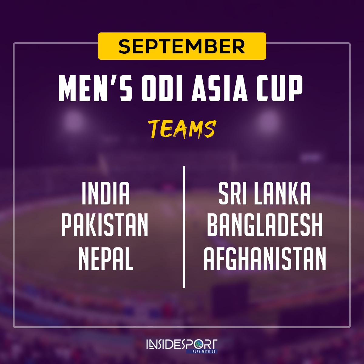 InsideSportIND's tweet photo. India, Pakistan and Nepal will be in the same group of Asia Cup 2023 🔥

#AsiaCup2023 #India #Pakistan #Nepal #InsideSport https://t.co/DwVgcXmrkJ