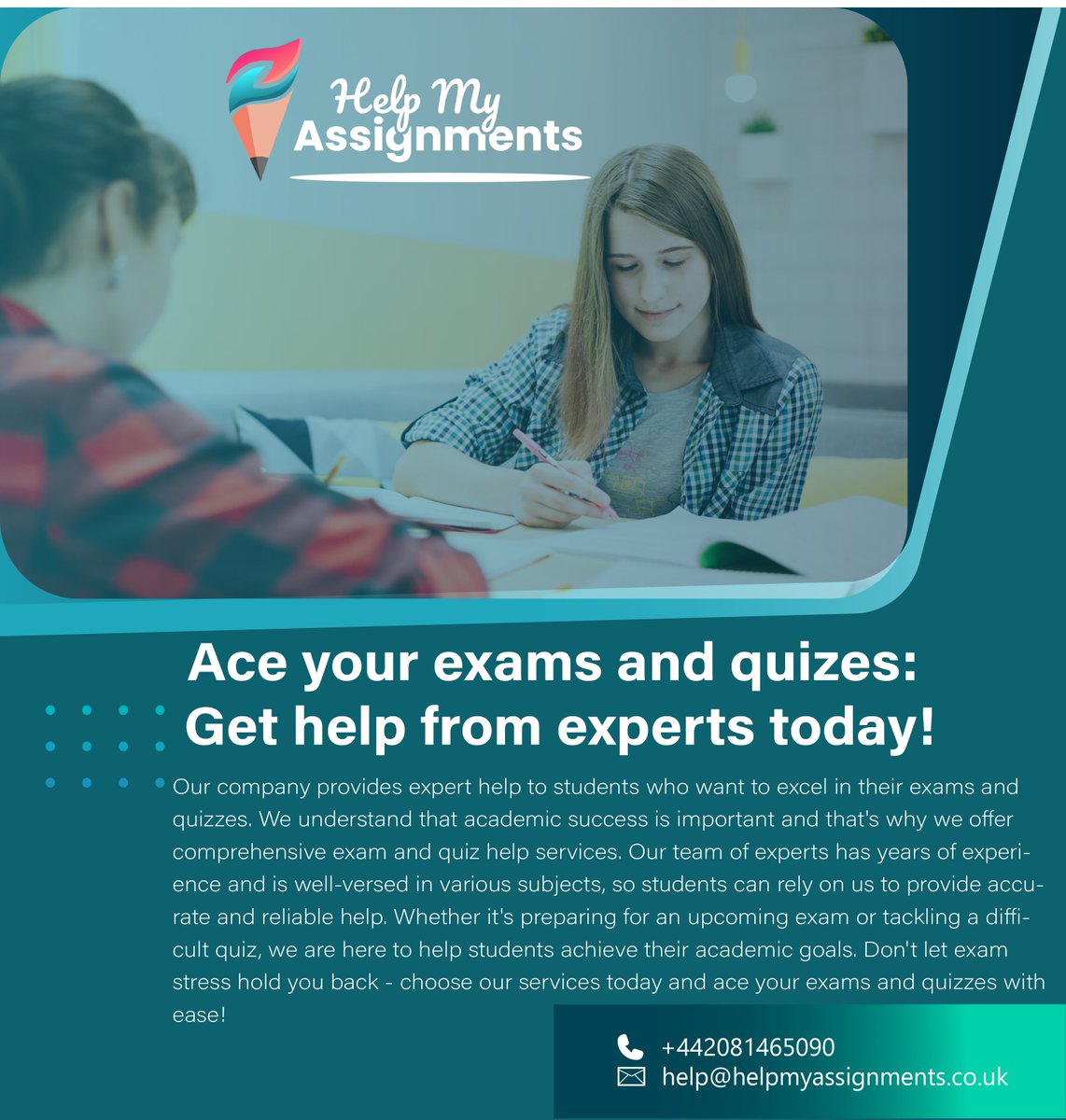 helpmyassign's tweet image. Looking for an easier way to ace your exams and quizzes? Look no further than Help My Assignments! Our exam and quiz services provide you with the tools and resources you need to succeed.
#examhelp #quizhelp #academicgoals #helpmyassignments #assignment #assignmenthelp