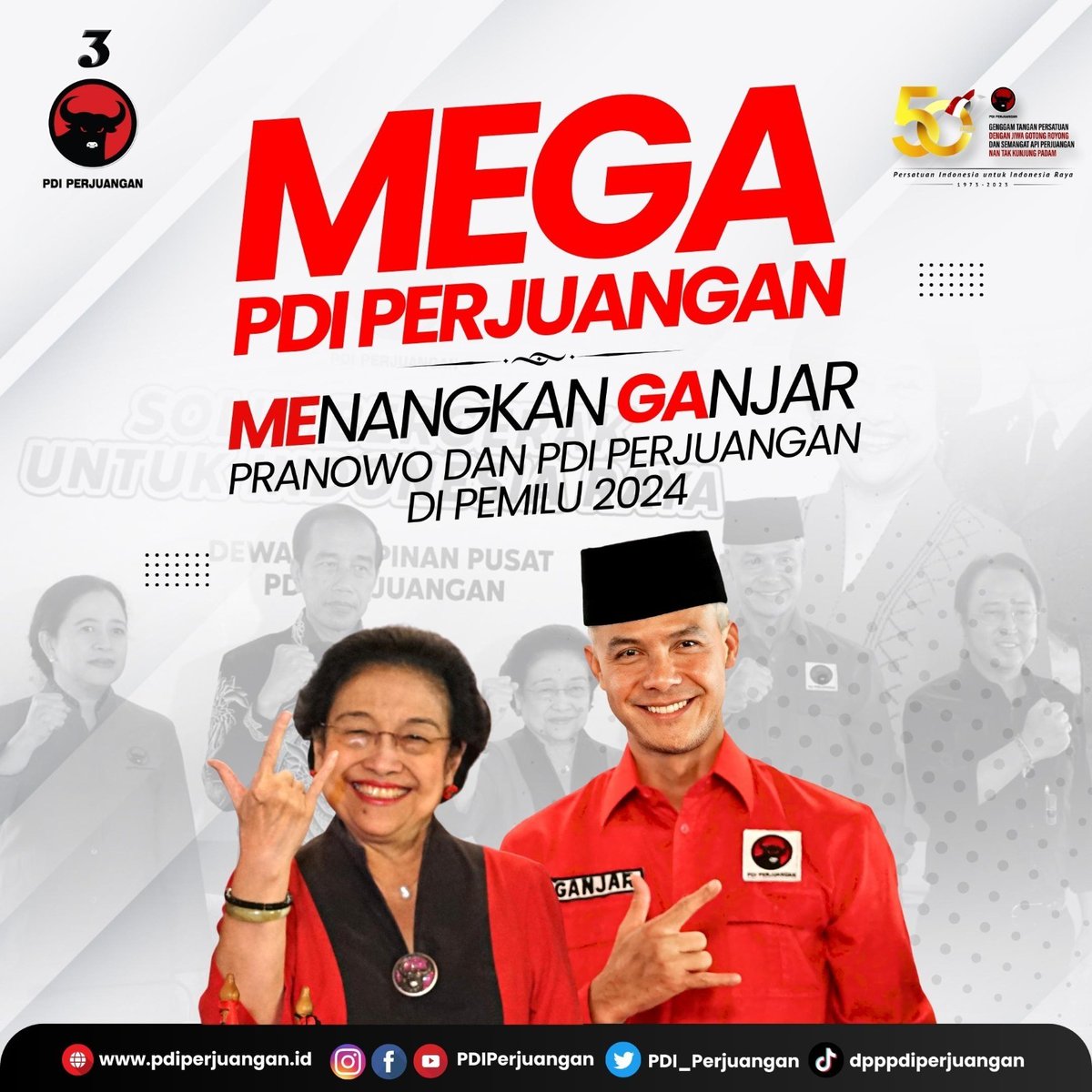 Kepemimpinan yang visioner, kerja keras, dan integritas tinggi, itulah yang akan ditawarkan oleh Ganjar Pranowo dan PDI Perjuangan. Ayo bergabung dan MEGA (MEnangkan GAnjar) Pemilu 2024! 

#PDIPerjuangan
#50tahunPDIP
#bangunlahjiwadanbadannya
#SolidBergerak
#MEnangkanGAnjar