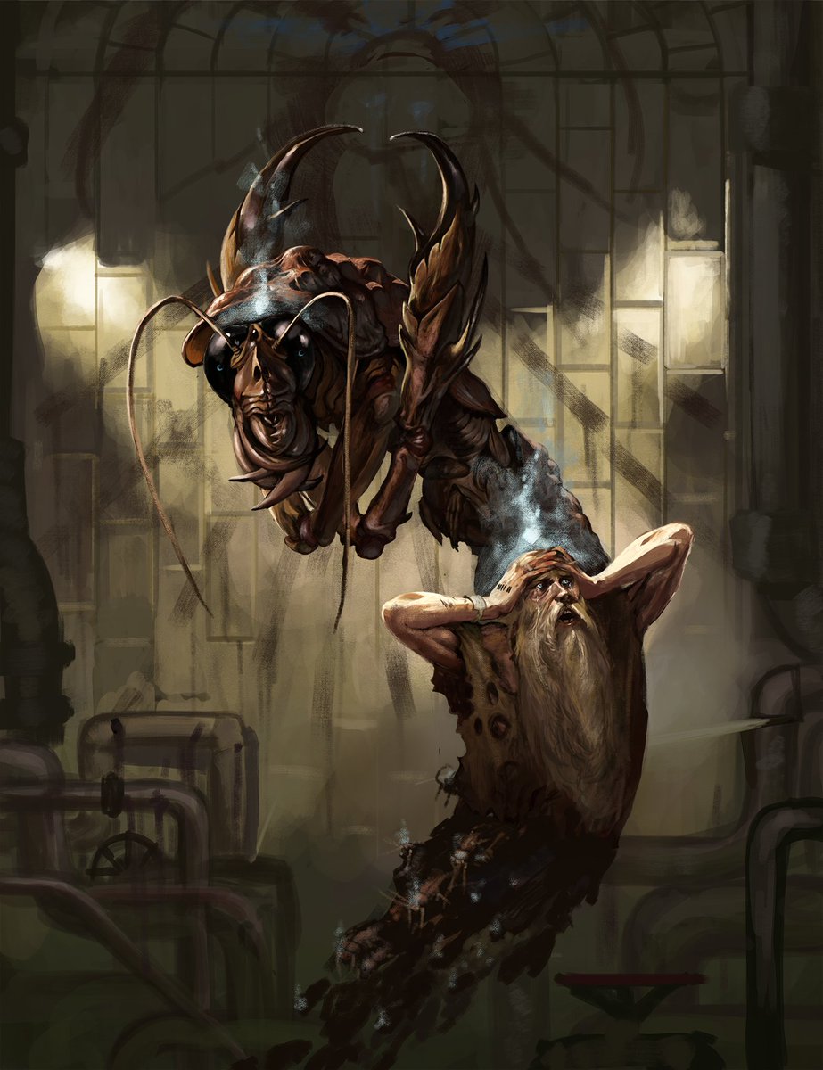 heshoid5's tweet photo. Fanart of the Samsa were-cockroaches from World of Darkness #worldofdarkness #fanart #creaturedesign https://t.co/ODXzTfHTJF