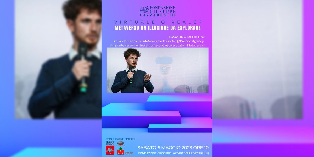 FGLazzareschi's tweet photo. Sta iniziando il countdown per il #TED dedicato al #metaverso.
Ecco un altro ospite illustre presente il dottore #Edoardodipietro
Vi aspettiamo Sabato 6 Maggio ore 10 presso #fondazionegiuseppelazzareschi
#porcari https://t.co/oXharxonVp