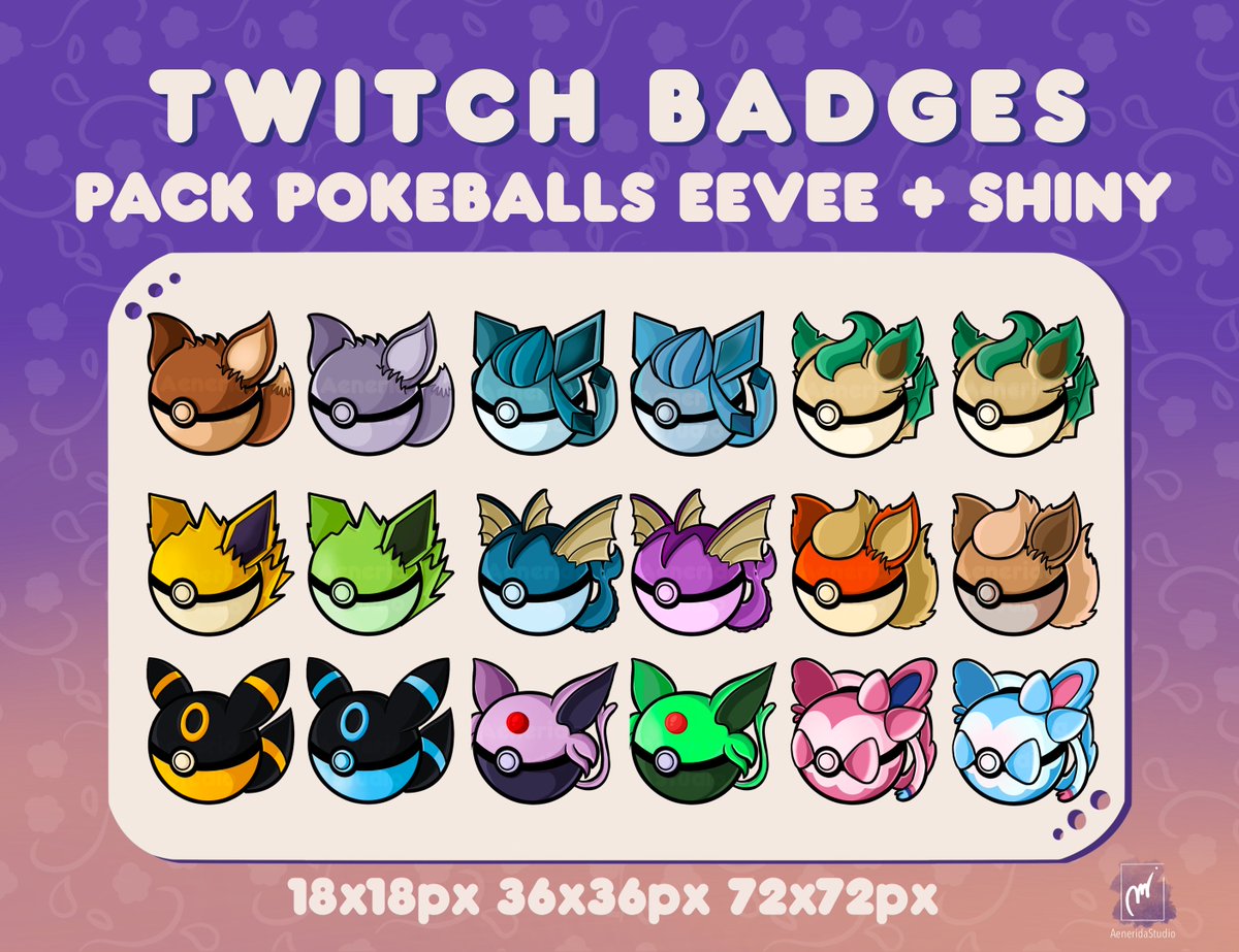 ⭐️Super badge pack!⭐️
18 badges of pokeballs eevee and pokeballs eevee shiny! Available on my etsy shop🥰🌸