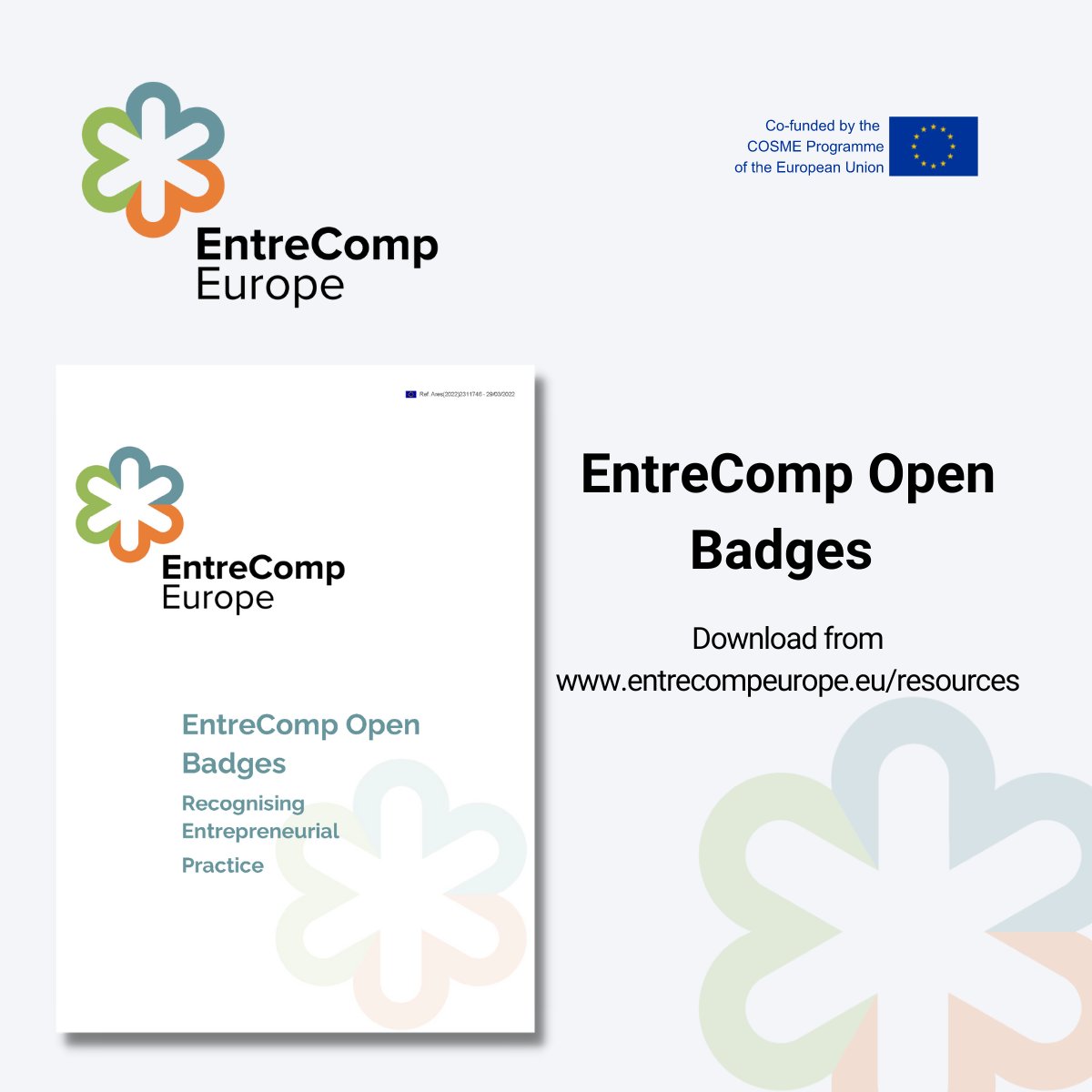 Learn. Share. Connect. Get recognised. You can do all this and more with the #EntreComp Open Badges from @EntreCompEurope. To find out more about the development and design take a look at ‘Recognising Entrepreneurial Practice’. Download now from 👉 entrecompeurope.eu/resources