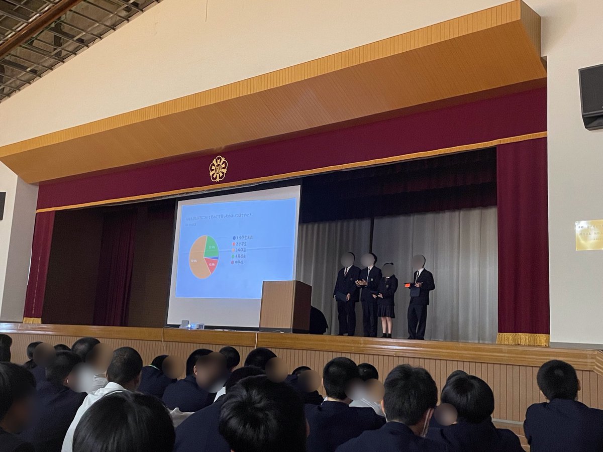 1884jinsei's tweet photo. 4月28日（金）、2・3年生合同の総合探究の発表会があったで⭐️
3年生の代表グループの発表を2年生も一緒に聞いたことで、自身の探究活動の方向性を考える良い機会になったと思う！
3年生は今までの成果を発揮できてよかった！

#尽誠学園
#尽誠学園高等学校
#まこちゃん
#総合的な探究の時間 https://t.co/pmcpt9eWdD