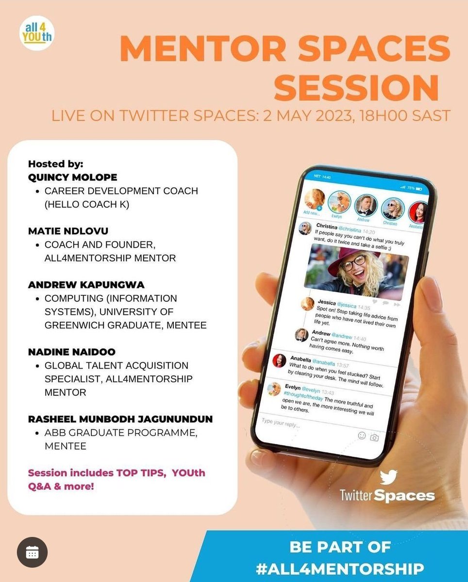 Join me tonight with <a href="/All4YOUthSSA/">All4YOUth SSA Alliance</a> to discuss all things mentorship ✨️ 

LIVE ON TWITTER SPACES  x.com/i/spaces/1zqJV…