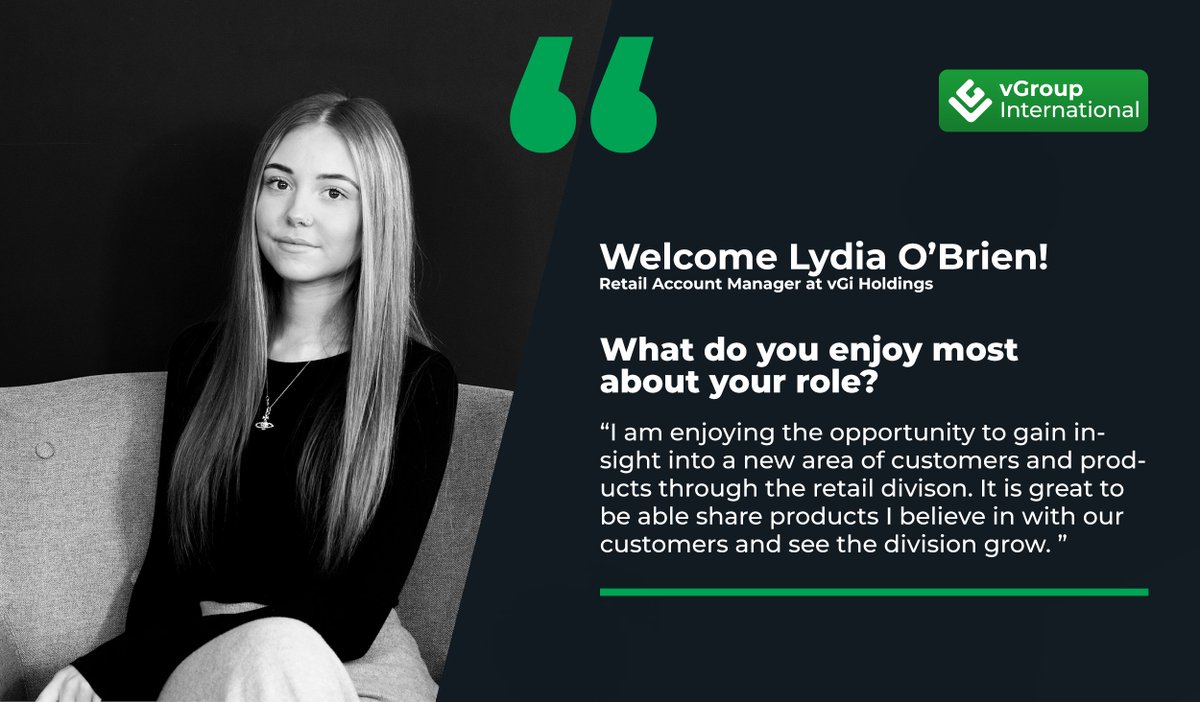 Introducing, Lydia O'Brien!  

Lydia works as a multidivisional account manager for both vGroup Van and our retail division.  To find out more about what Lydia and the retail division can do, contact sales@vgroupinternational.com  

buff.ly/3Haapon 
#partnersonthejourney