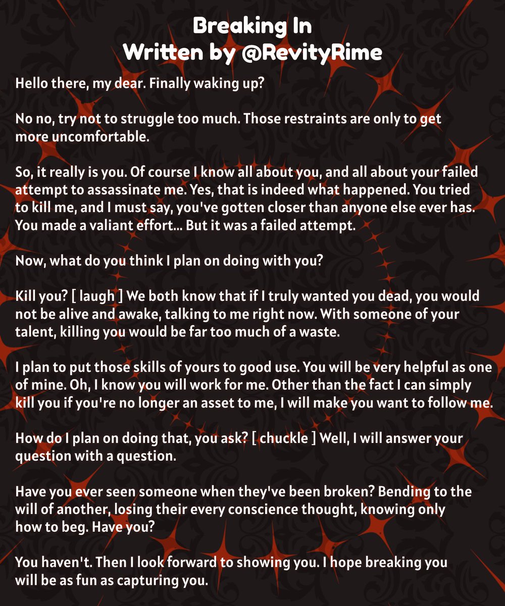 RevityRime's tweet image. It&apos;s been a long while since my last script, and I did promise a slightly unhinged one~

Feel free to record, and use the new tag #ReviScript if you want. I would love to perceive!
#ScriptChallenge #Vtubers